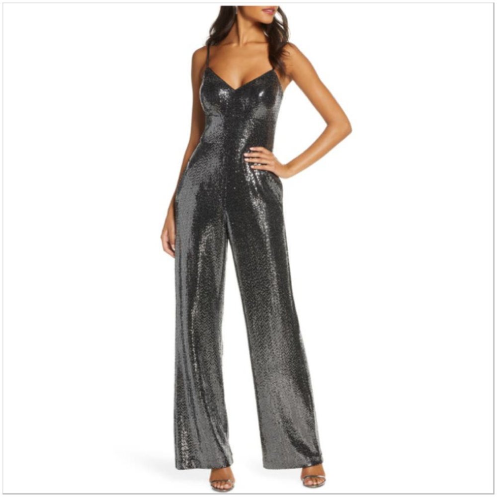 ELIZA J Embellished Wide Leg Jumpsuit - Picture 1 of 13